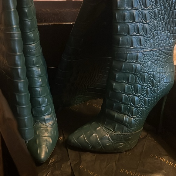 IAMJENNIFERLE Money Green CAIMAN II Croc-Thigh High Boots | Size 35 | Brand New! - Picture 4 of 6